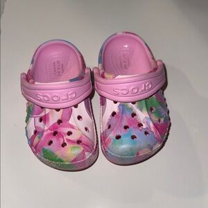 CROCS Kids' Pink Multi Tie-Dye Classic Clog